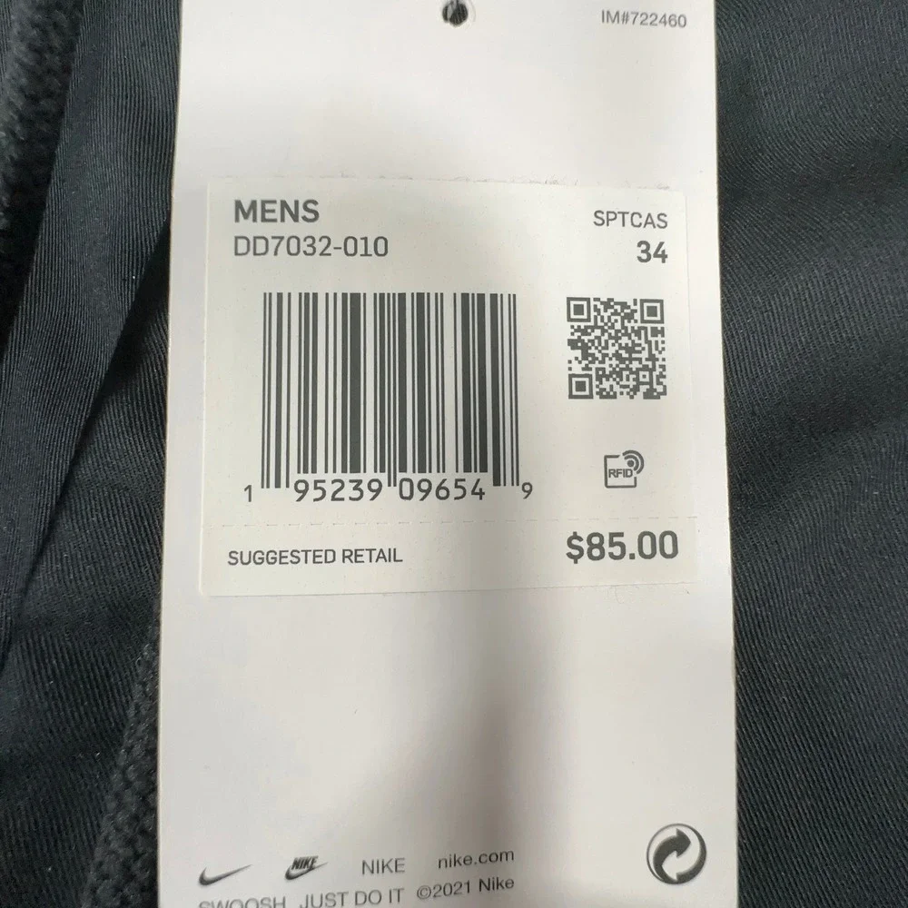 Nike Woven Unlined Cropped Sneaker Pants Mens 34 Black Drawstring DD7032 NEW